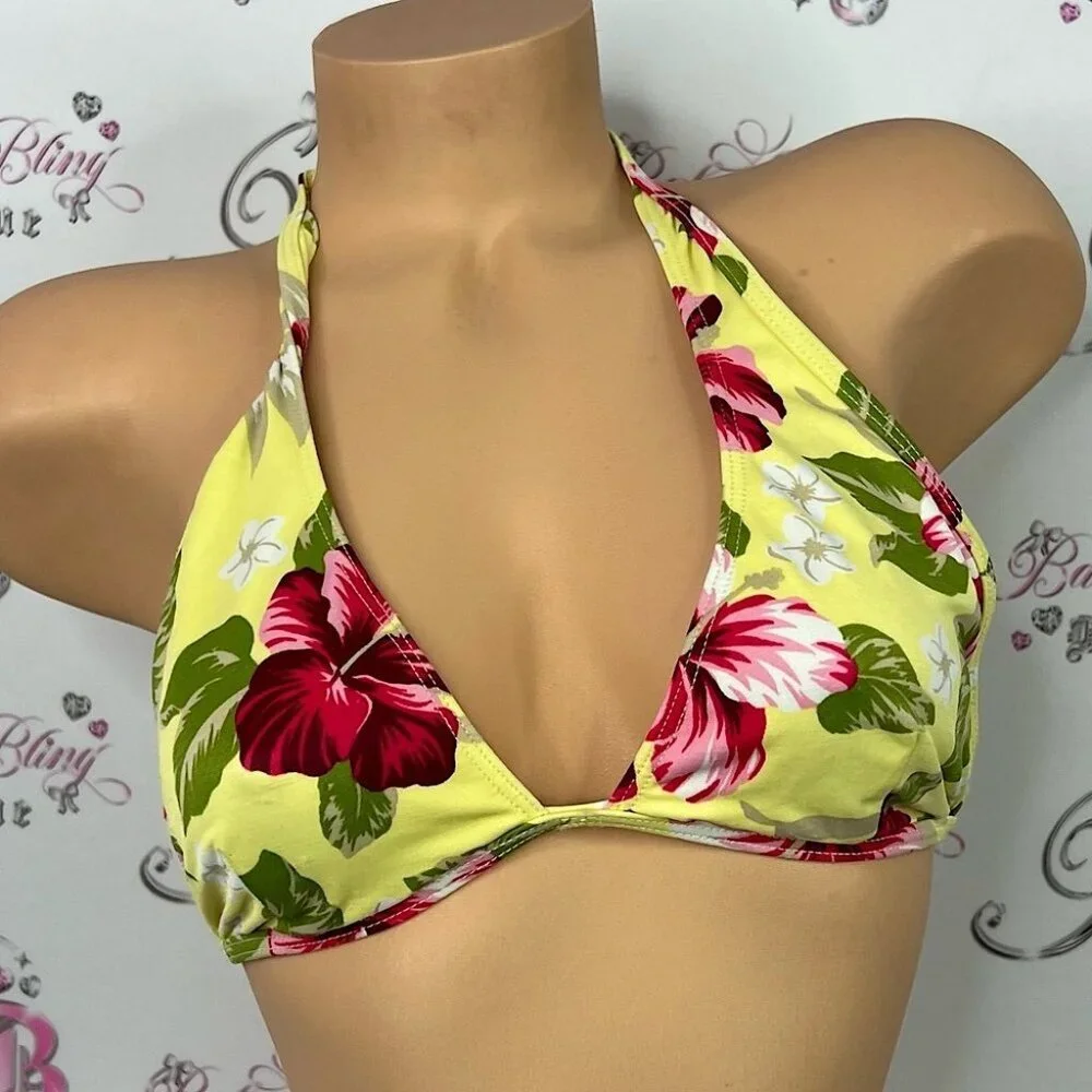 Rusty bikini top hibiscus 🌺 flowers Hawaii Yellow and Red Floral Bikini Top